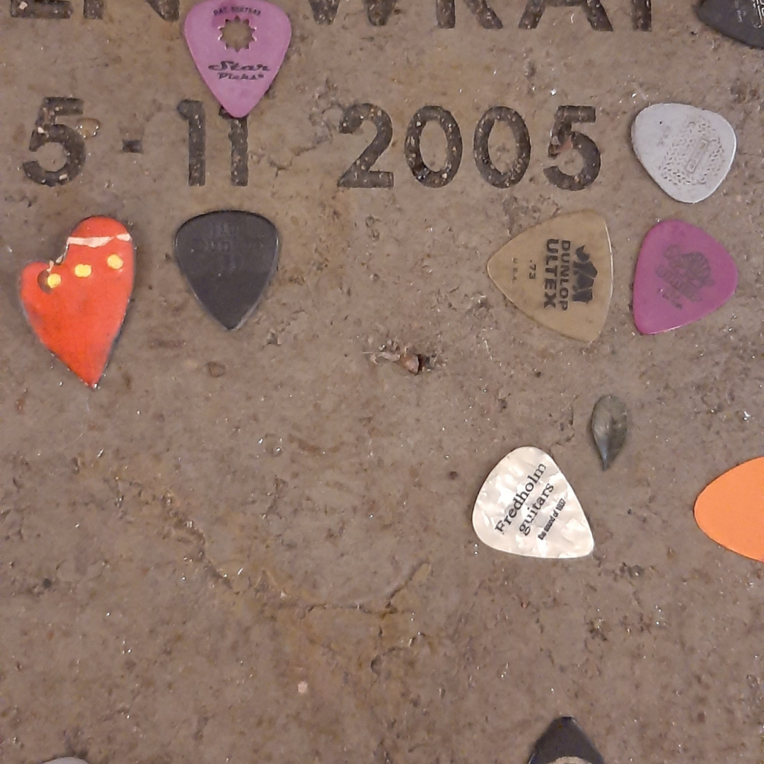 Tombstone of rock musician in Christians Church cript.