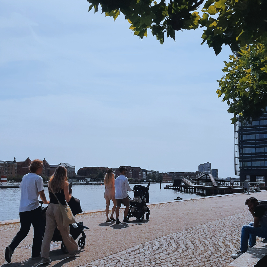 Parents with strollers on Kalvebod Pier